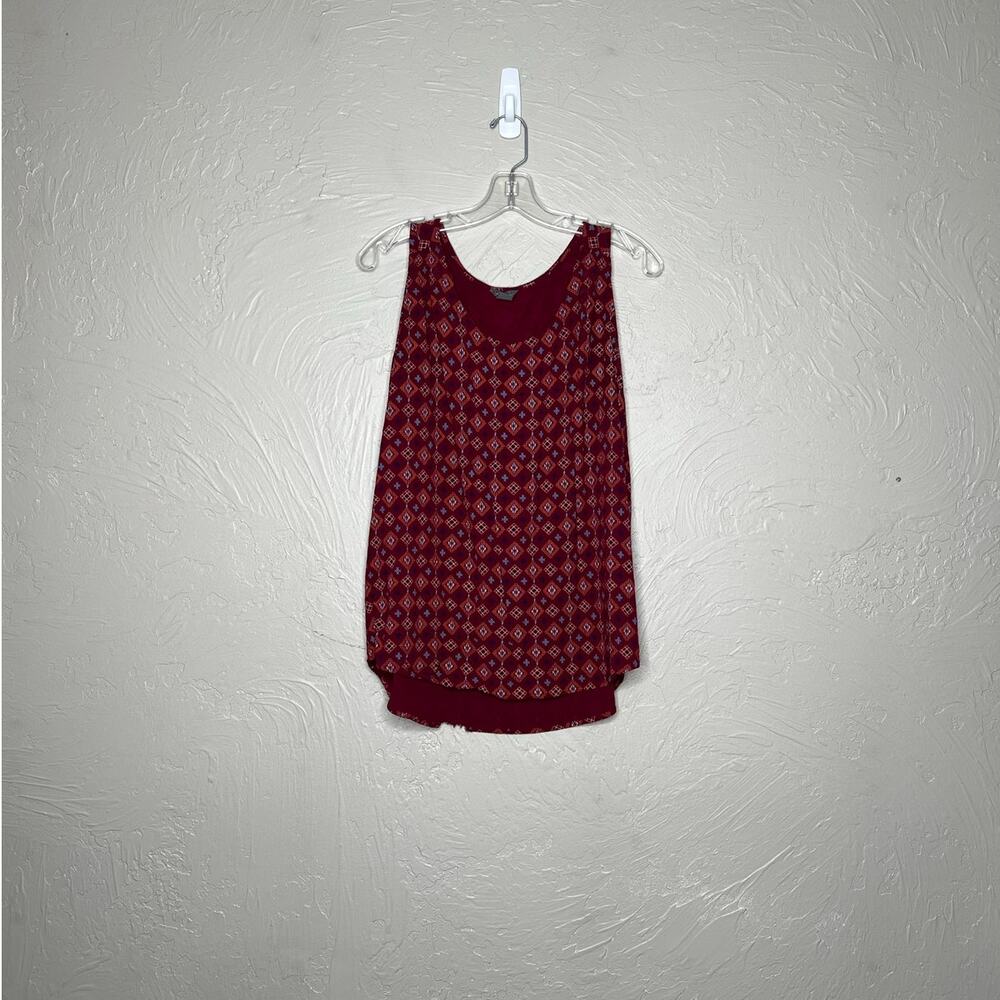 Eddie Bauer Women's XL Red Boho Print Sleeveless Blouse Top